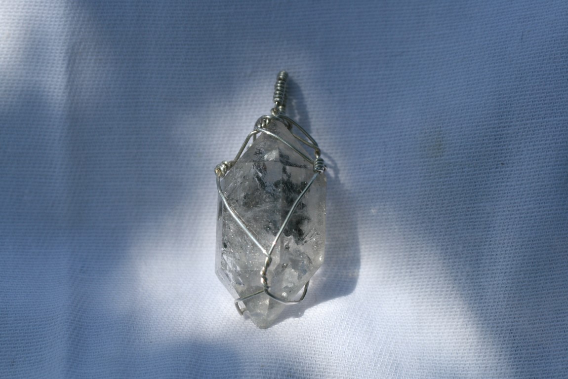 Tibetan Black Quartz Wrapped Pendant clearing and energizing the aura, spiritual protection and purification 5276